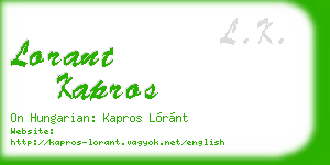 lorant kapros business card